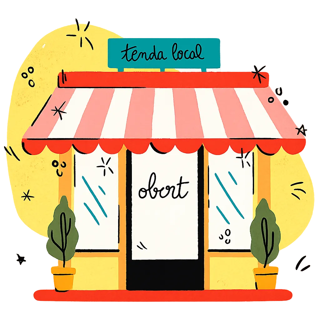 Il·lustració de tenda local oberta
